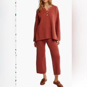 Free people waffle knit set